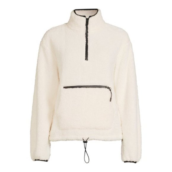 No Boundaries Jackets & Blazers - 5/$20 NEW M Cream & Black Half Zip Soft Sherpa Juniors Jacket